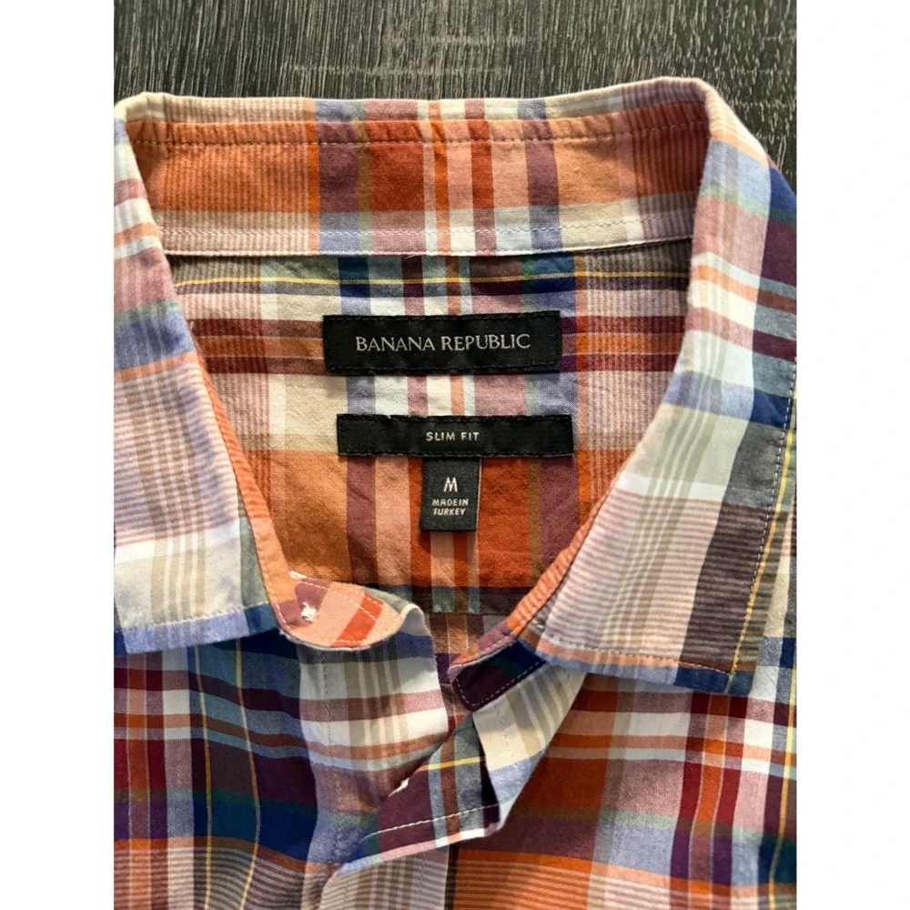 Banana Republic Mens Slim Fit Plaid Button Down Shirt Size M Preppy Collegiate